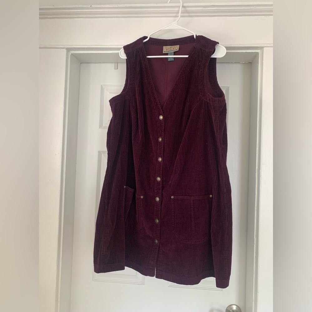 Vintage 90s EXP Plum Corduroy Dress w/Pockets - Size XL